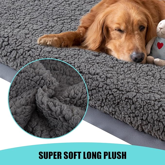 Dog Bed Covers Replacement Washable: Soft Plush Durable Dog Bed Removable Washable Cover, Waterproof Dog Bed Liner Grey,Cover Only-L