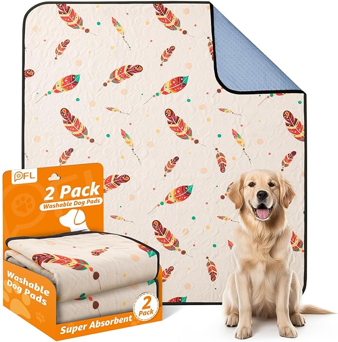 Washable Pee Pads for Dogs: 2 Pack Reusable Pee Pads for Dogs Floor,Playpen,Crate,Couch,18x24 Inch