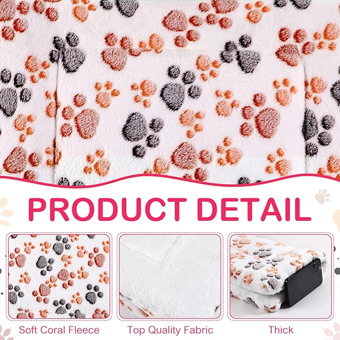 4 Pack Ultra Soft Dog Cat Bed Mat with Cute Prints Reversible Fleece Dog Crate Kennel Pad Cozy Washable Thickened Hamster Guinea Pig Bed Pet Bed Mat for Small Animals (Vivid Color 23 x 18 Inches)