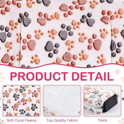 4 Pack Ultra Soft Dog Cat Bed Mat with Cute Prints Reversible Fleece Dog Crate Kennel Pad Cozy Washable Thickened Hamster Guinea Pig Bed Pet Bed Mat for Small Animals (Vivid Color 23 x 18 Inches)