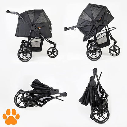 Pet 3-Wheel Stroller 70 lbs, 360-Degree Swivel
