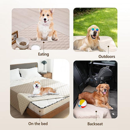 gogobunny 100% Double-Sided Waterproof Dog Bed Cover Pet Blanket Sofa Couch Furniture Protector for Puppy Large Dog Cat, Reversible (68x82 Inch (Pack of 1), Dark Beige/Light Beige)