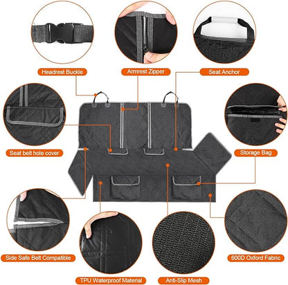 Dog Car Seat Cover Compatible with Full-Size Truck F150/250/350 Chevy 1500 2500 3500, 600D