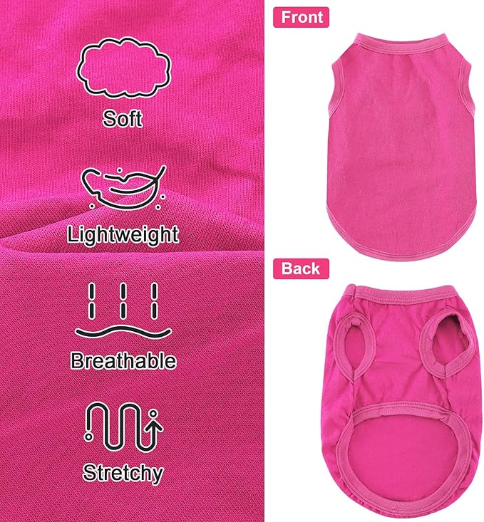 Dog Shirt Vest Clothes for Small Dogs Boy Girl Summer Solid Stretchy Puppy T-Shirts Soft Cool Breathable Lightweight Dog Sweatshirt Pet Cat Outfit