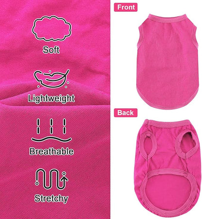 Dog Shirt Vest Clothes for Small Dogs Boy Girl Summer Solid Stretchy Puppy T-Shirts Soft Cool Breathable Lightweight Dog Sweatshirt Pet Cat Outfit