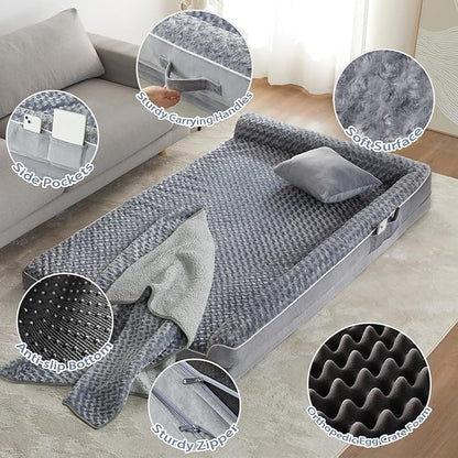 BFPETHOME Orthopedic Dog Beds for Large Dogs-Waterproof Sofa Dog Bed with Removable Washable Cover