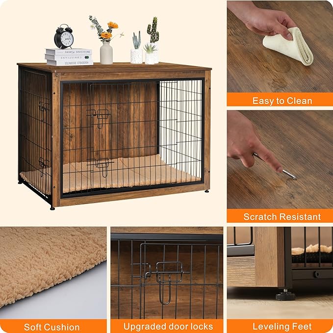 DWANTON Dog Crate Furniture with Cushion 43.3" L,