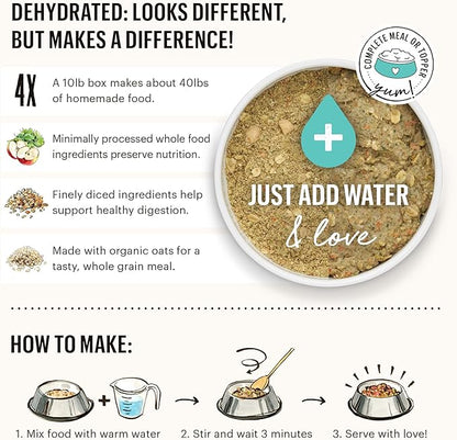 The Honest Kitchen Human Grade Dehydrated Whole Grain Dog Food – Complete Meal or Dog Food Topper – Turkey 10 Pound 1) (makes 40 lbs)