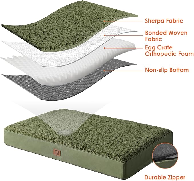 EHEYCIGA Orthopedic Foam Dog Bed for Large Dogs 35"L x 23"W x 3.5"Th, Dark