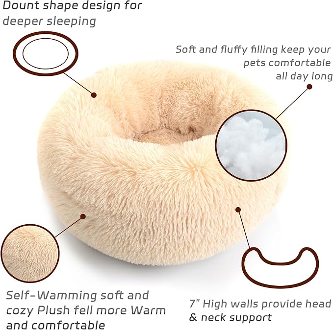 Calming Dog Bed for Cats and Small Dogs 15.7'')