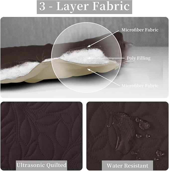 Easy-Going Waterproof Dog Bed Cover Reversible Leak Proof Pet Blanket Replacement Mat for Furniture Washable Couch Cover Sofa Cover for Dogs Cat(30x53 Inch, Chocolate/Beige)