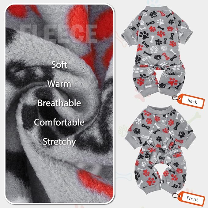 SCENEREAL Fleece Dog Pajamas for Small Medium Large Dogs