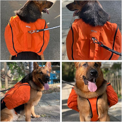 Dog Backpack for Hiking, Multifunctional Dog Day Pack Zippered Travel Dog Saddle Bag Outdoor Hiking Backpack with 2 Capacious Side Pockets for Small Medium Large Dogs Orange XS