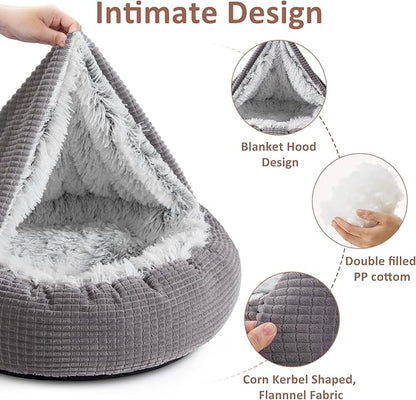 MIXJOY Dog Bed with Blanket Attached 26inch