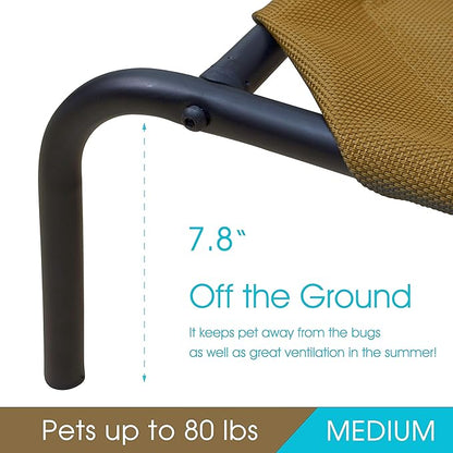 PHYEX Heavy Duty Steel-Framed Portable Elevated Pet Bed 43.5" L 25.5" W 7.8" H(M,