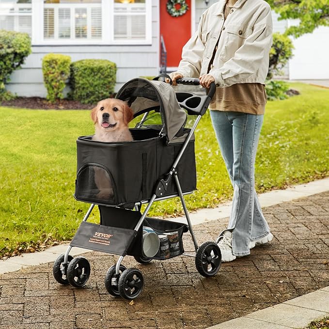 VEVOR 3 in 1 Dog Stroller For Medium Small Dogs Up to 35lbs 4 Wheels