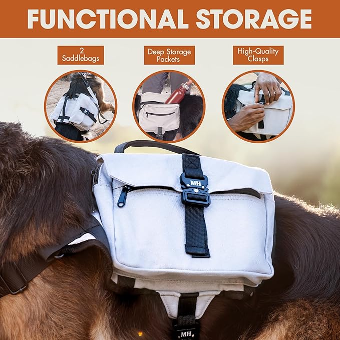 Mountain Hound Dog Backpack for Large Dogs – Dog Backpack Harness As A Useful Travel Bag for Camping & Hiking with Heavy-Duty Mesh Lining & Side Pockets – Weighted Dog Vest Included!