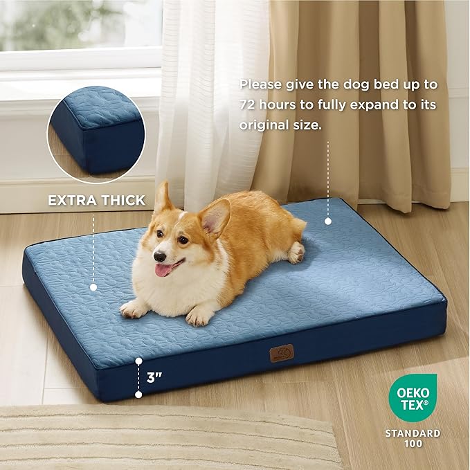 Bedsure Large Orthopedic Dog Bed 2-Layer Thick, 30x20x3 Inches,