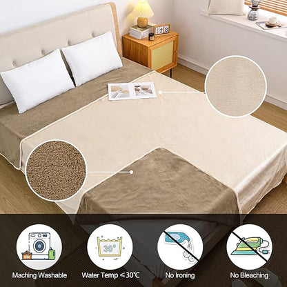 100% Waterproof Dog Blanket,52x82 inches Soft Leak Proof Pet Couch Throw for Sofa, Bed Furniture Protector Covers from Dogs Puppys Cats Washable- Beige+Khaki