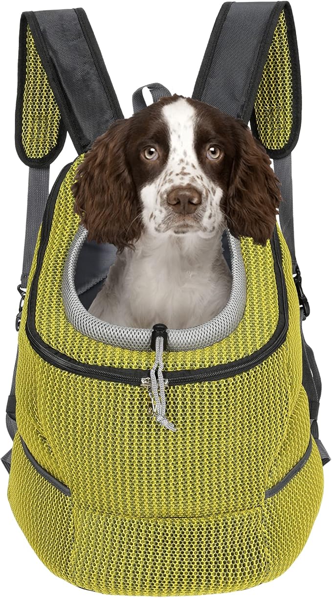 Mile High Life | Hiking Outdoor Pet Carrier Backpack | Kitty Puppy Cat Carrier | Dog Carrier for Small Dogs | Dog Backpack w Breathable Mesh with Soft Padding(Comb Yellow, Small (Pack of 1))