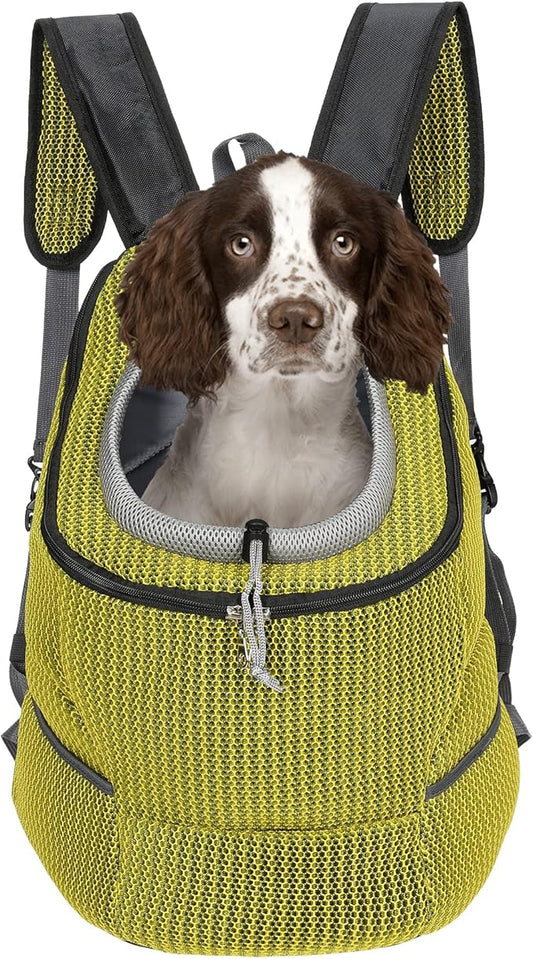 Mile High Life | Hiking Outdoor Pet Carrier Backpack | Kitty Puppy Cat Carrier | Dog Carrier for Small Dogs | Dog Backpack w Breathable Mesh with Soft Padding(Comb Yellow, Small (Pack of 1))