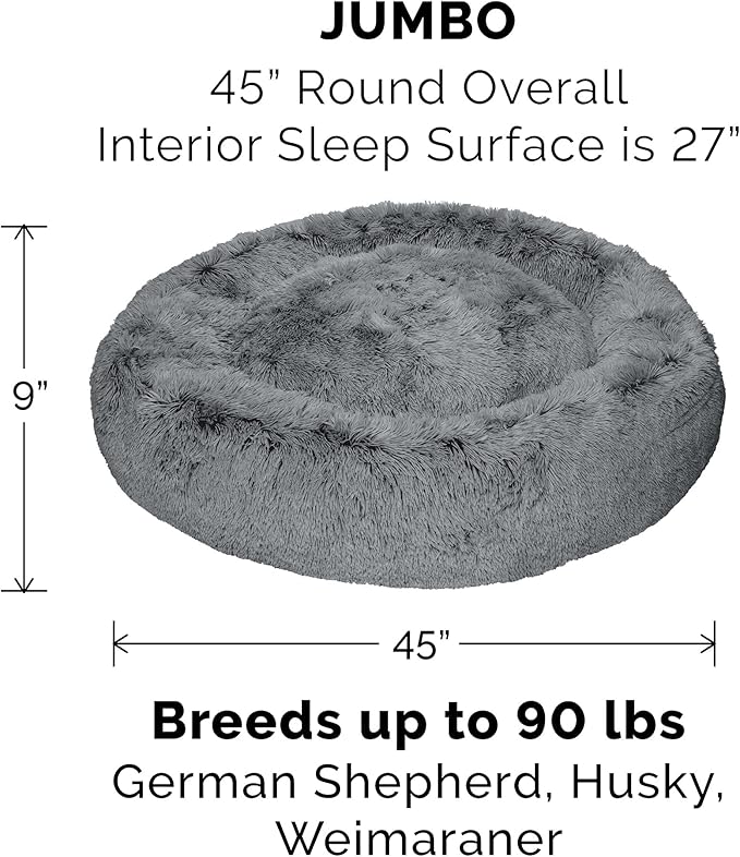 Furhaven 45" Round Calming Donut Dog Bed for Large Dogs 90 lbs