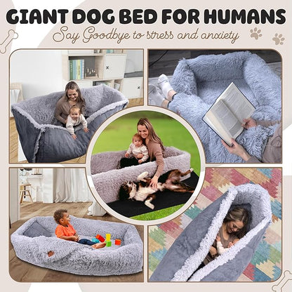 Comfy Human Dog Bed for People Adults 2in1 Foldable 70"x30”x12” Portable
