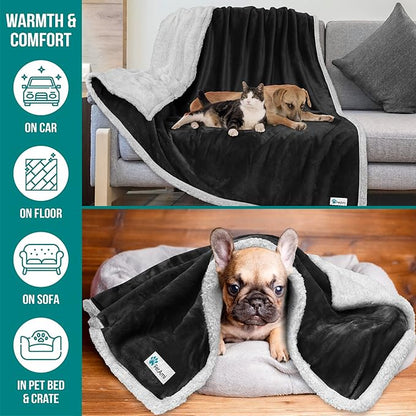 PetAmi WATERPROOF Dog Blanket for Medium Large Dog 60x40 Black