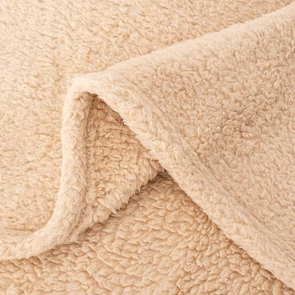 Dog Blanket, Cat Blanket, Soft Warm Fleece Pet Blanket for Puppy, Small, Medium, Large Dogs or Cats, Kitten, Plush Fuzzy Blankets for Bed, Couch, Sofa, Travel (Lamb 40" × 40", Beige)