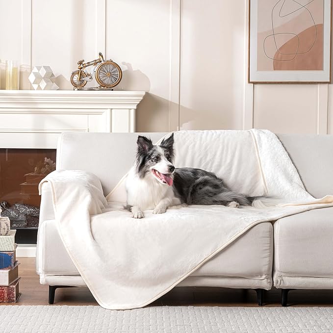 PETHUR Waterproof Dog Blankets for Large Dogs 40"x60", Beige