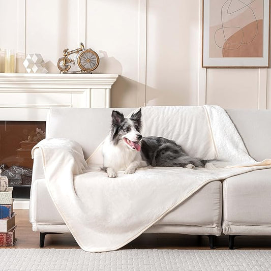 PETHUR Waterproof Dog Blankets for Large Dogs 40"x60", Beige