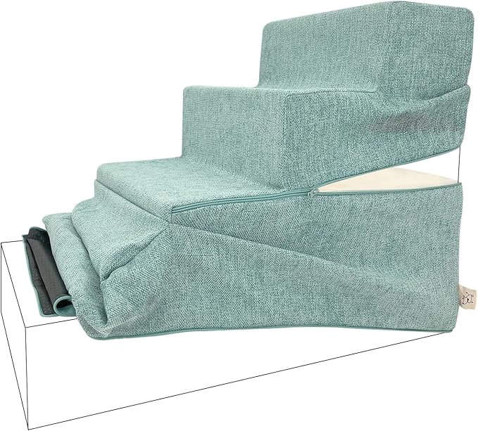 Best Pet Supplies Foldable Pet Stairs Cover for Foam Dog Ramps 4-Step