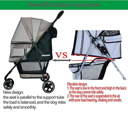 ROODO Escort 3Wheel Dog Stroller Cat Stroller Pet Stroller for Small Dogs and Cats