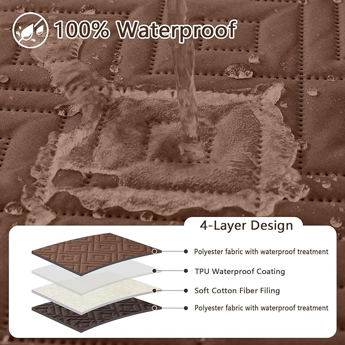 hyha Waterproof Dog Blanket, Soft Dog Bed Cover Pet Blankets, Waterproof Sofa Couch Cover for Dogs Washable, Reversible Pet Couch Covers for Sofa Furniture (68x82 Inch, Brown/Chocolate)