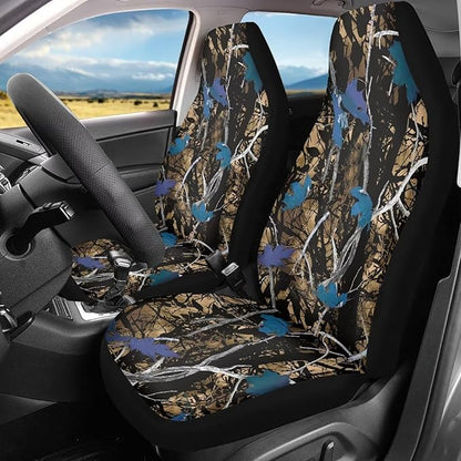 Blue Camo Hunting Seat Covers for Cars Front Seat