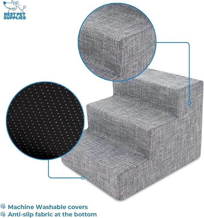 Best Pet Supplies Foam Pet Steps Cover for Small Dogs and Cats 3-Step (Cover