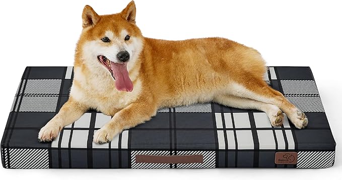 Bedsure Large Patterned Dog Bed for Large Dogs Cover(35"x22", Black)