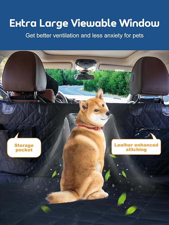 Dog Car Seat Cover for Back Seat Dog Hammock for Car Dog Car Seat Cover Hard Bottom Holds 110lbs