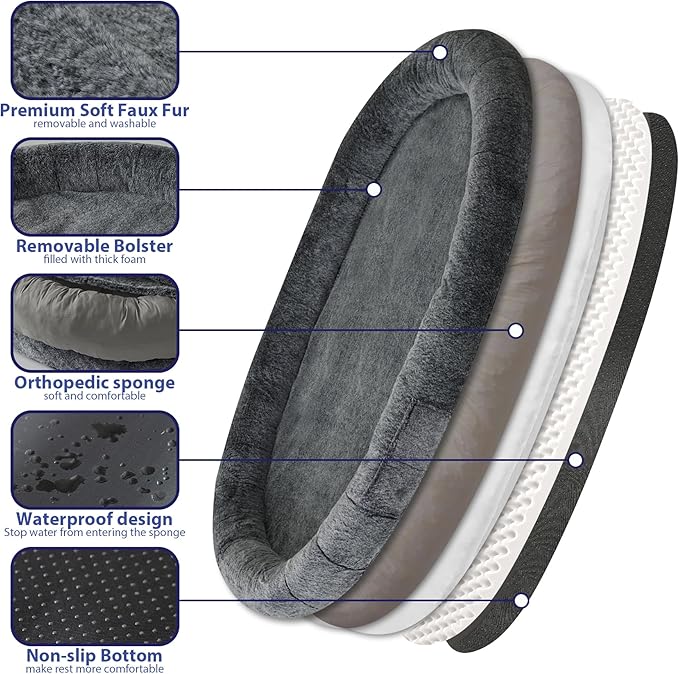 Human Dog Bed for Adult 71" x 46" x 9"