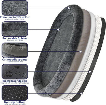 Human Dog Bed for Adult 71" x 46" x 9"