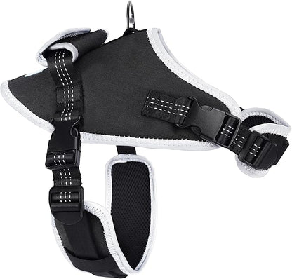 Tactical Dog Harness for Large Dogs, Reflective Nylon Vest,Heavy Duty Dog Harness with Handle, Adjustable Dog Vest Harness for Training Hunting Walking, Black, M