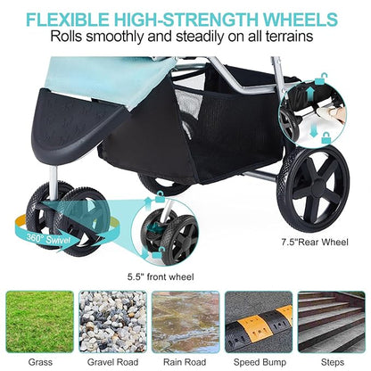 Pet Stroller for Medium Small Dogs and Cats 3 Wheels,
