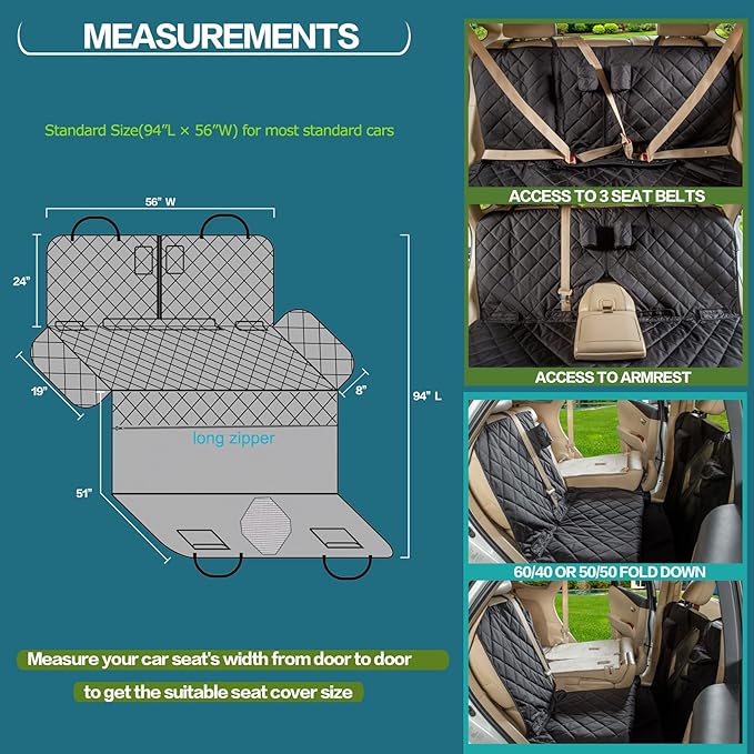 Car Seat Cover for Dogs All Covered Back Seat Cover with Mesh Window