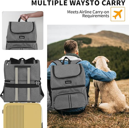 Dog Bags For Traveling Dog Diaper Bag Airline Approved Dog Food Travel Bag with 2 Food Storage Containers Bag Pet Camping Essentials Hiking Accessories Dog Mom Gift Gray