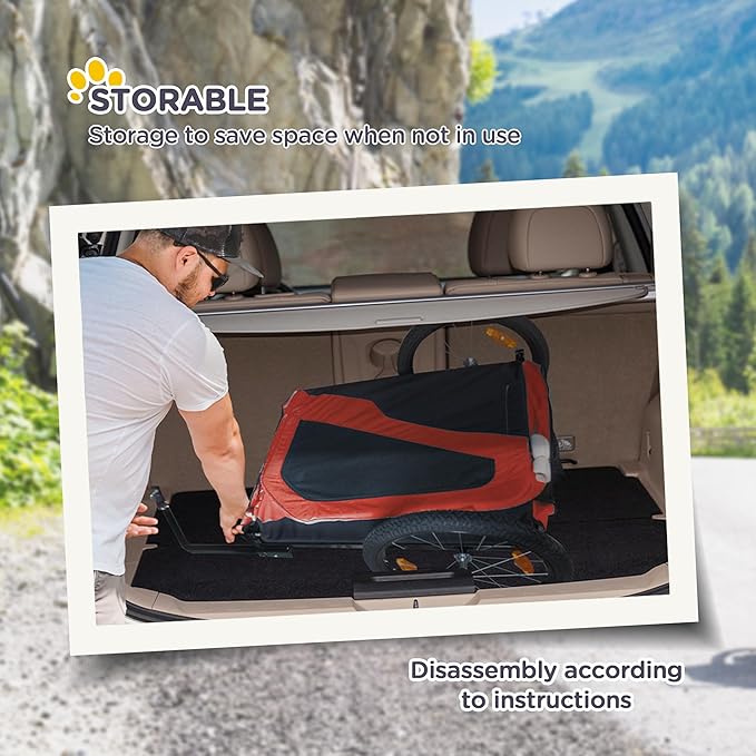 Aosom 2-in-1 Dog Bike Trailer Pet Stroller Carrier for Large Dogs with Hitch