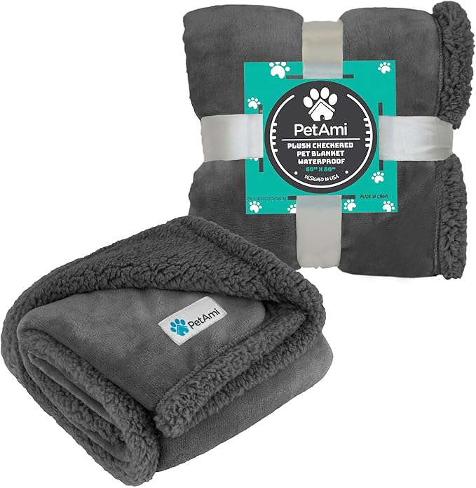 PetAmi WATERPROOF Dog Blanket for Medium Large Dog 60x40 Gray