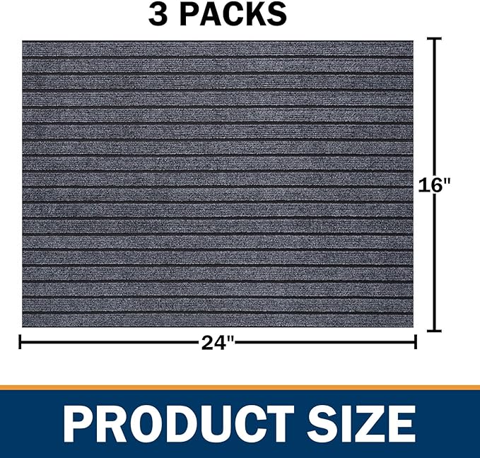 3PCS Dog Non-Slip Mat for Back Seat Extender Truck.(24" x 16") (Grey-Medium)