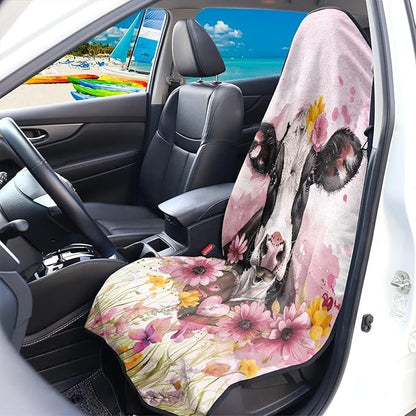 Pink Cow Waterproof Towel Car Seat Cover Anti-Slip Bucket Seat Protector Washable Car Accessories Decro from Sweat, Food, Dirt, Gym, Swimming, Workout and Grime