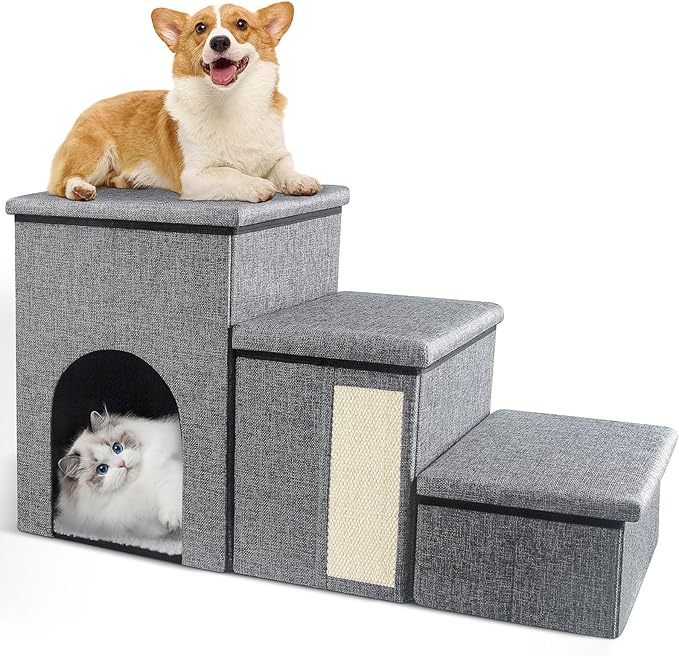 Dog Stairs for Small Dogs 16.5"H Dog 3-Step Pet