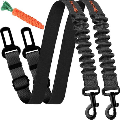 Dog Seatbelt, Ajustable Dog Car Harness Strap, Stretchy Pawsafe Pet Dog Seat Belt (2+1Packs)